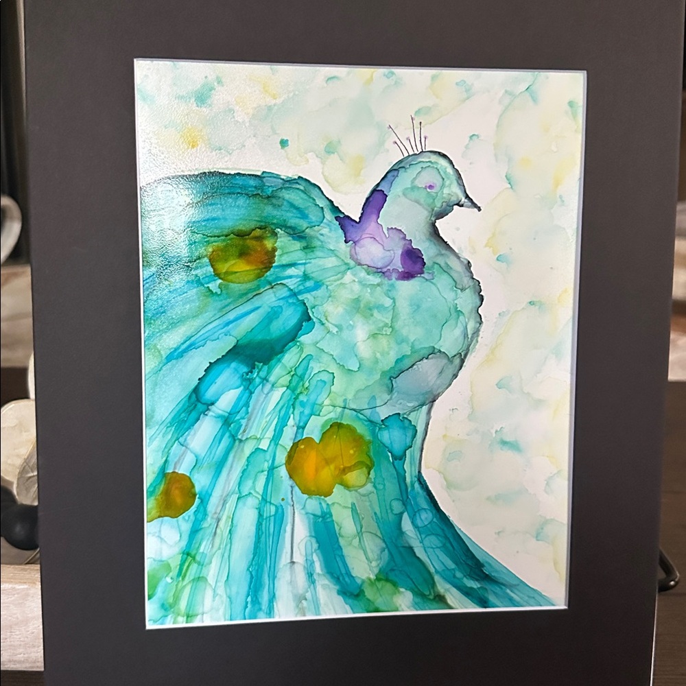 Hand crafted colorful abstract peacock one of a kind wall dΓ©cor art